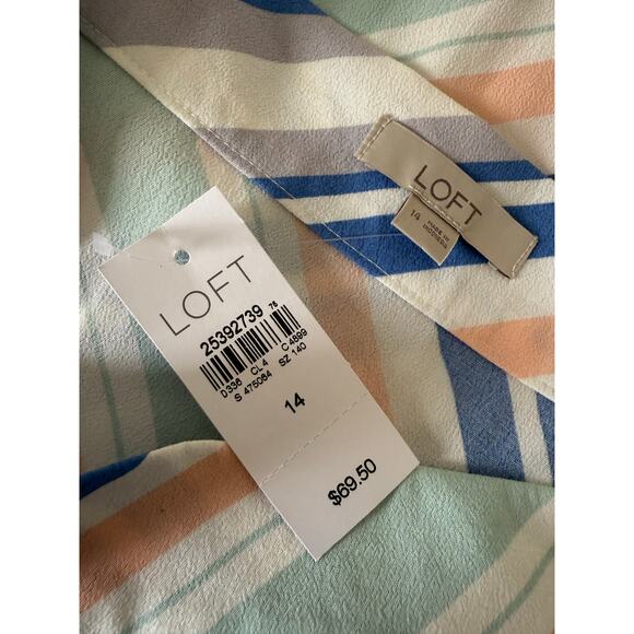 NWT LOFT Diagonal Pastel Stripe A-Like Midi Skirt Size 14 - Picture 3 of 3